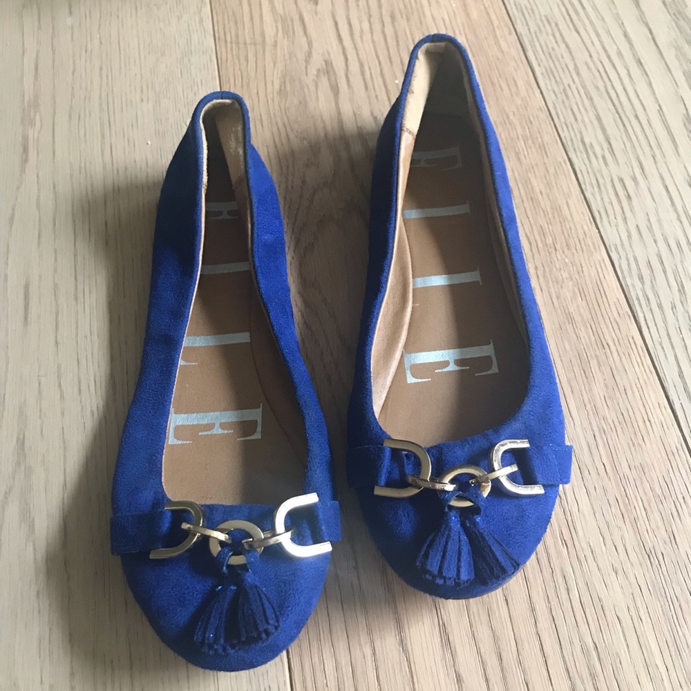 ELLE Cobalt Blue Tassel Ballet Flats - Picture 2 of 4